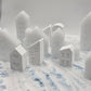 Home Decor Houses, Matt White and Sparkle White | Handcrafted Centrepieces | Christmas Village | Minimalist