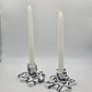 Bold Monochromatic Candle Taper Holders: 2 Set | organic shapes | minimalist/maximalist | handmade and hand painted | candle stick holders
