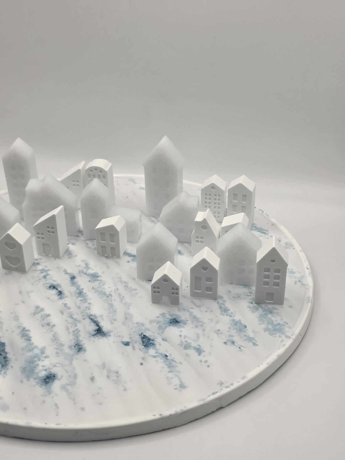 Home Decor Houses, Matt White and Sparkle White | Handcrafted Centrepieces | Christmas Village | Minimalist