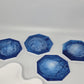 Handmade Blue Resin & Eco-Casting Powder Coaster Set: Original Abstract Marble Home Decor | Modern Matte White & Glossy Blue Drink Coasters | Housewarming & Wedding Gift