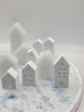 Home Decor Houses, Matt White and Sparkle White | Handcrafted Centrepieces | Christmas Village | Minimalist