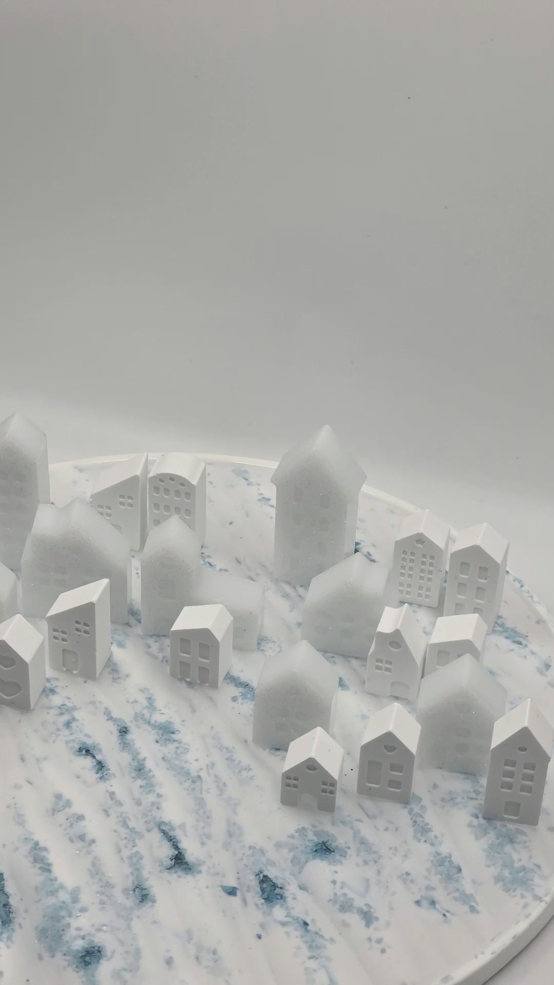 Home Decor Houses, Matt White and Sparkle White | Handcrafted Centrepieces | Christmas Village | Minimalist
