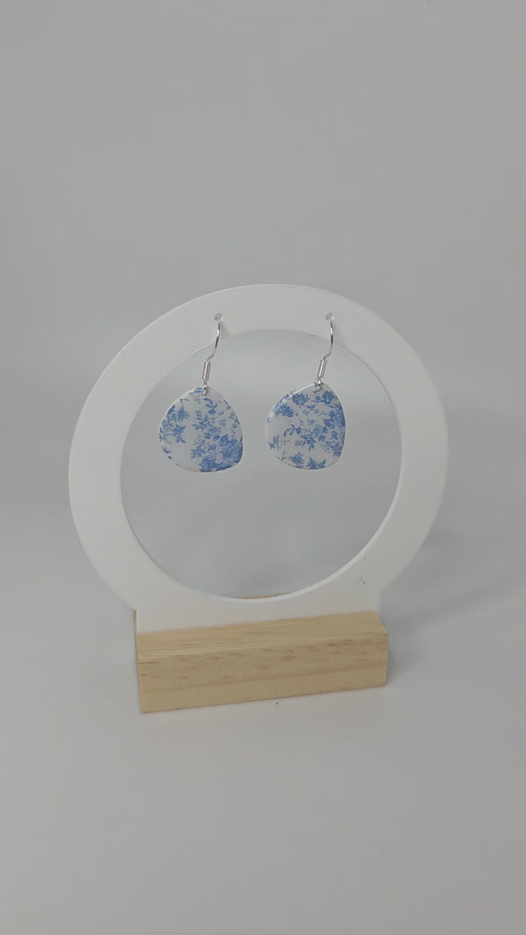 Nadia Light Blue Floral Earrings | Porcelain Style Polymer Clay | Hope Collection