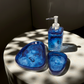 Deep Blue Swirl Resin Bathroom Set | Soap Dispenser & Vanity Trays | Artisan Home Decor