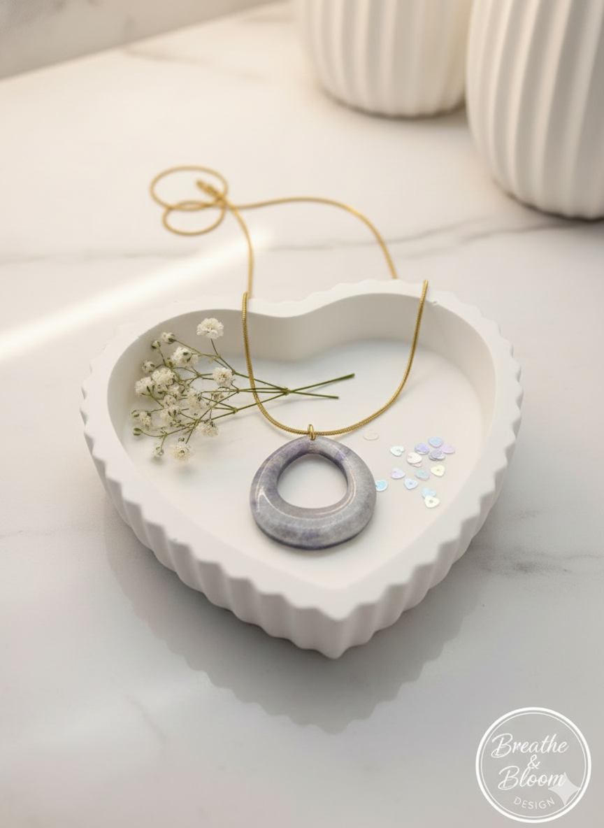 Celestial Marbled Resin Statement Necklace | 925 Sterling Silver or Stainless Steel | Hand-Painted Abstract Jewelry