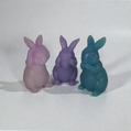 "Hear, See, Speak" Pastel Bunny Trio - Set of 3 Frosted Resin Easter Figurines