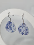 Lilo Dark Blue Floral Earrings | Chinoiserie Style Polymer Clay | Generous Collection