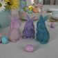 "Hear, See, Speak" Pastel Bunny Trio - Set of 3 Frosted Resin Easter Figurines