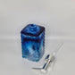 Deep Blue Swirl Resin Bathroom Set | Soap Dispenser & Vanity Trays | Artisan Home Decor