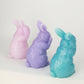 "Hear, See, Speak" Pastel Bunny Trio - Set of 3 Frosted Resin Easter Figurines