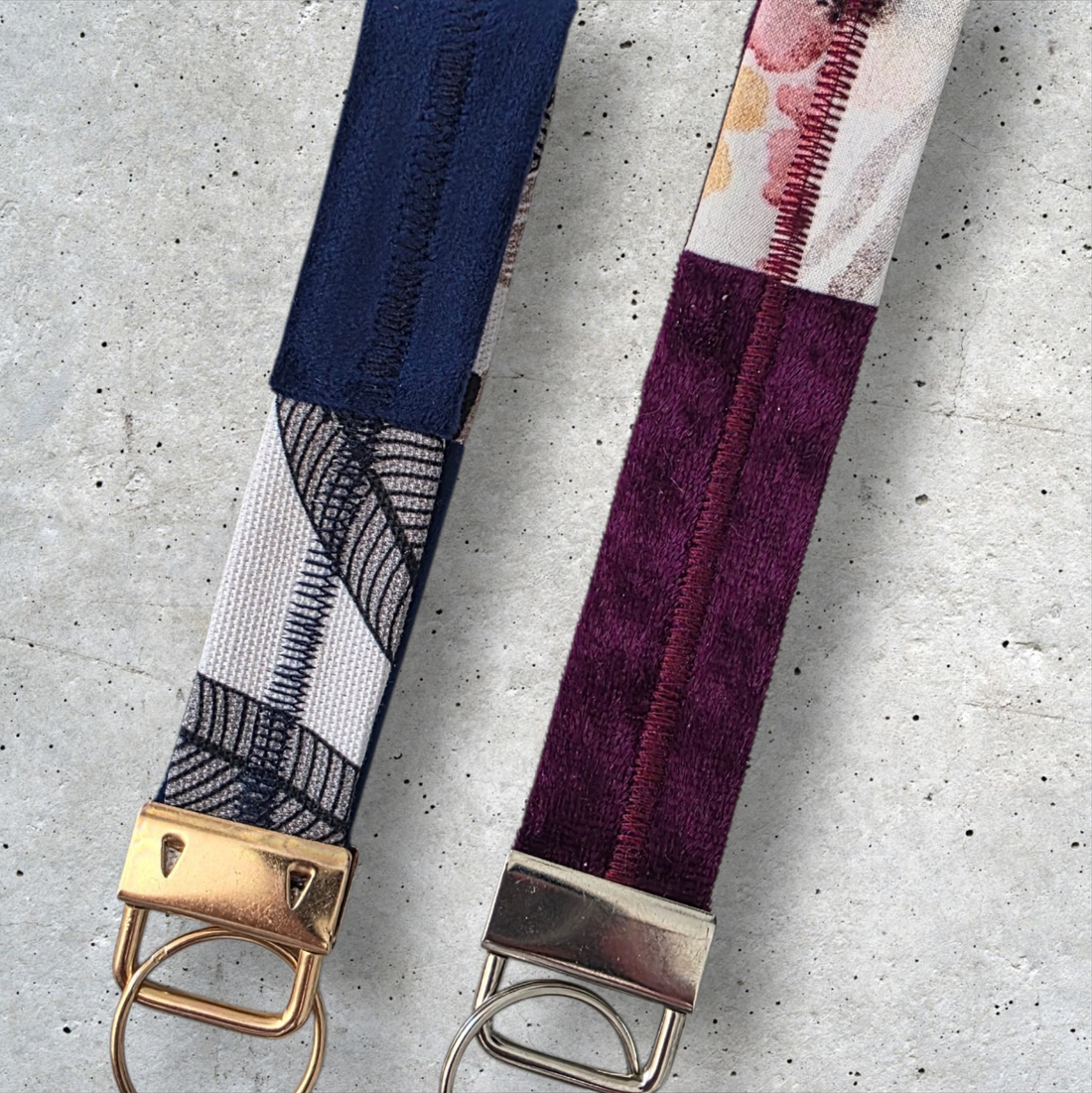 Handmade Fabric Wristlet Keychain – Velvet & Patterned Key Fob with Premium Hardware