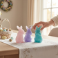 "Hear, See, Speak" Pastel Bunny Trio - Set of 3 Frosted Resin Easter Figurines